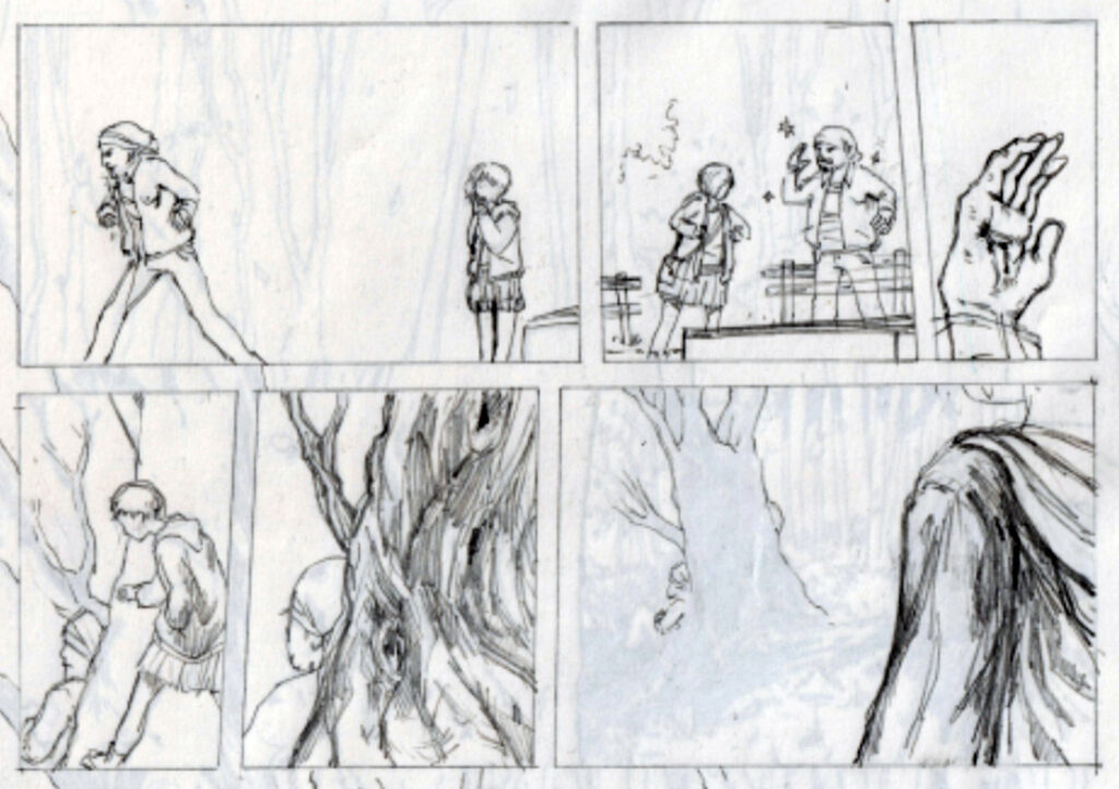 The mirrored comic pages work in progress