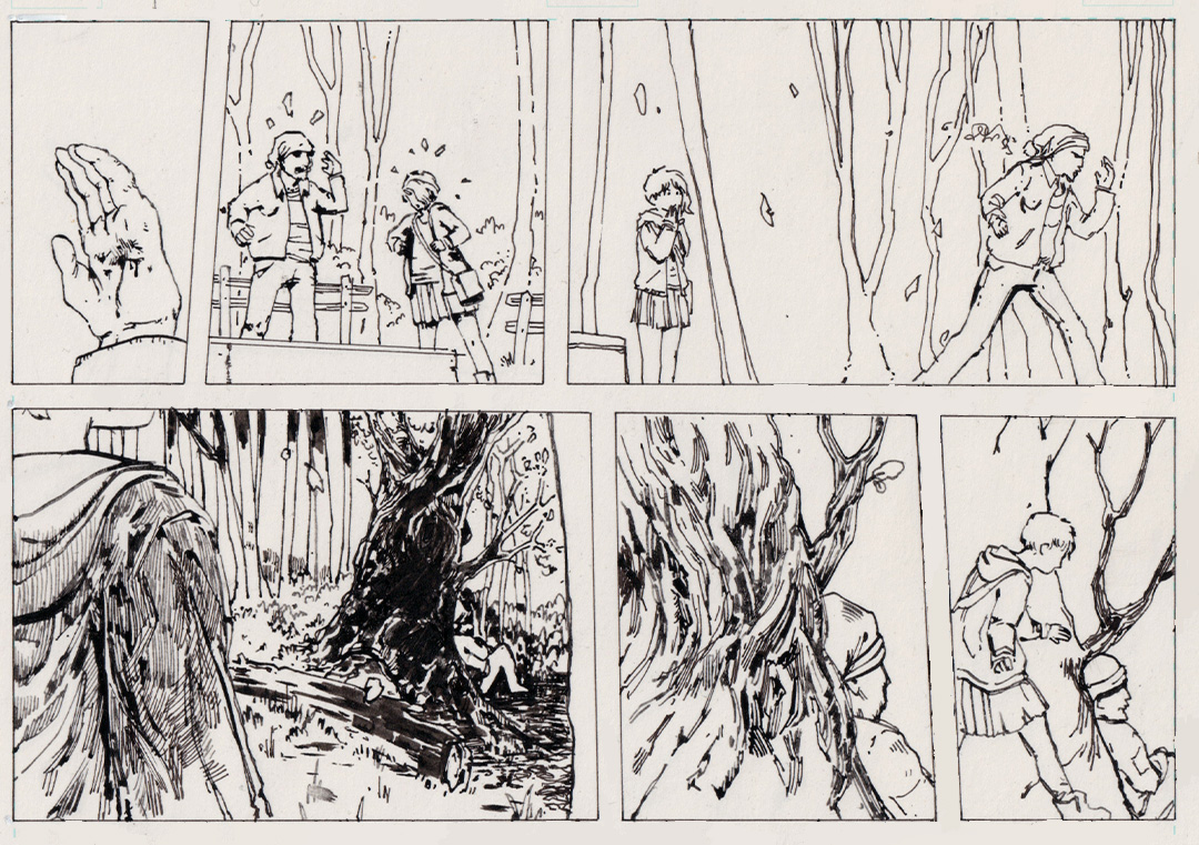The fully inked comic panels