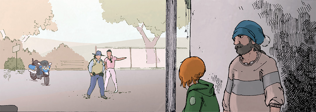A colored comic panel